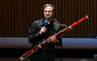 Anton Engelbach Fagott bei der Moderation
